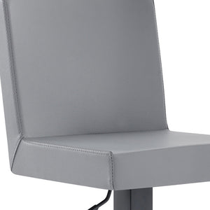 Homeroots 24" Gray And Black Faux Leather And Iron Swivel Adjustable Height Bar Chair   477123