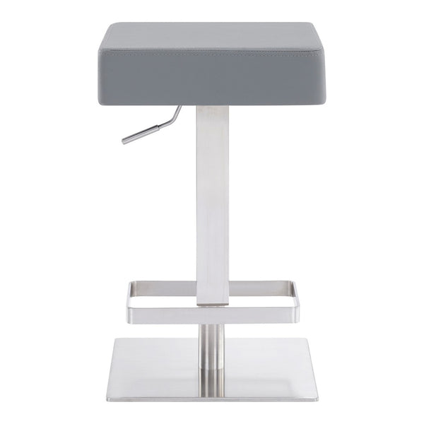HomeRoots 25" Gray Faux Leather Adjustable Bar Stool - Modern Swivel Chair with Durable Iron Base for Comfort 477124