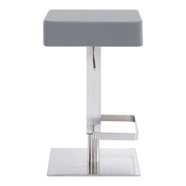 HomeRoots 25" Gray Faux Leather Adjustable Bar Stool - Modern Swivel Chair with Durable Iron Base for Comfort 477124