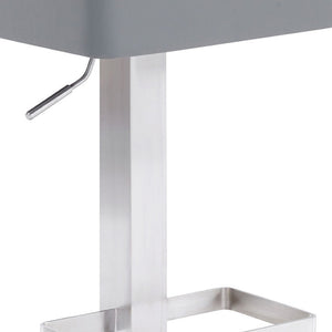 HomeRoots 25" Gray Faux Leather Adjustable Bar Stool - Modern Swivel Chair with Durable Iron Base for Comfort 477124