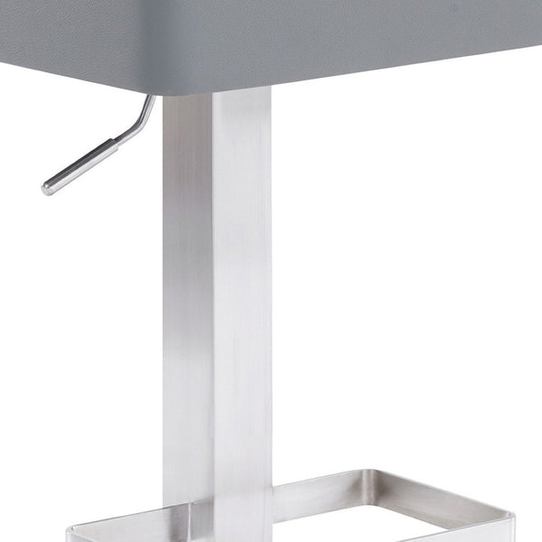 HomeRoots 25" Gray Faux Leather Adjustable Bar Stool - Modern Swivel Chair with Durable Iron Base for Comfort 477124