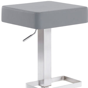 HomeRoots 25" Gray Faux Leather Adjustable Bar Stool - Modern Swivel Chair with Durable Iron Base for Comfort 477124