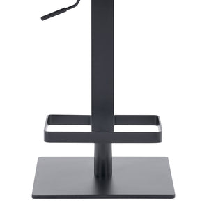 Homeroots Gray And Black Faux Leather And Metal Backless Adjustable Height Swivel Bar Chair   477125