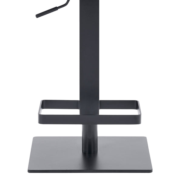 Homeroots Gray And Black Faux Leather And Metal Backless Adjustable Height Swivel Bar Chair   477125