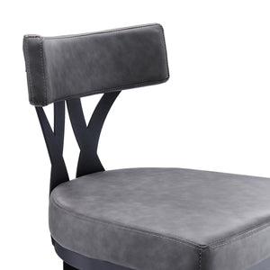 Homeroots 30" Gray And Black Faux Leather And Iron Low Back Bar Height Bar Chair   477131
