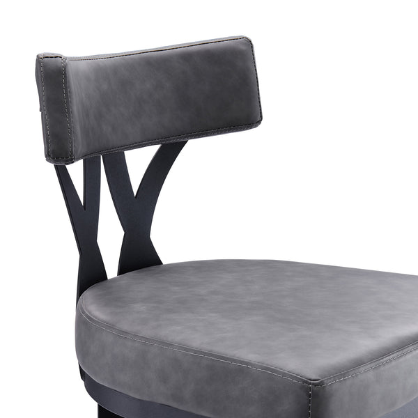 Homeroots 26" Gray And Black Faux Leather And Iron Low Back Counter Height Bar Chair   477132