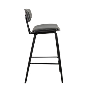 Homeroots 29" Gray And Black Iron Low Back Bar Height Bar Chair   477135