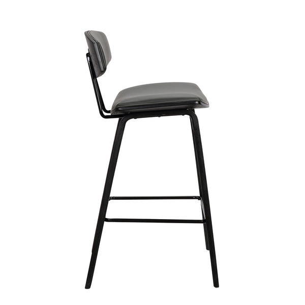 Homeroots 29" Gray And Black Iron Low Back Bar Height Bar Chair   477135
