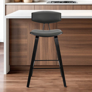 Homeroots 29" Gray And Black Iron Low Back Bar Height Bar Chair   477135