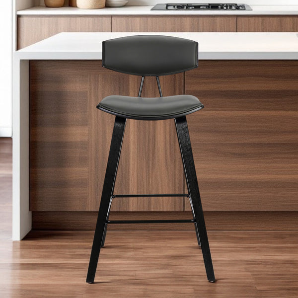 Homeroots 29" Gray And Black Iron Low Back Bar Height Bar Chair   477135