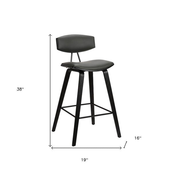 Homeroots 29" Gray And Black Iron Low Back Bar Height Bar Chair   477135