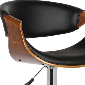 Homeroots 24" Black And Silver Solid Wood Swivel Low Back Adjustable Height Bar Chair   477147