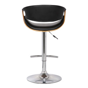 Homeroots 24" Black And Silver Solid Wood Swivel Low Back Adjustable Height Bar Chair   477147