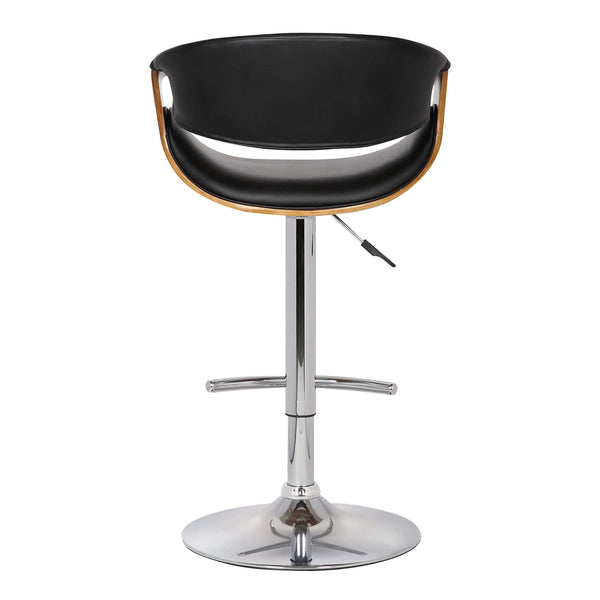 Homeroots 24" Black And Silver Solid Wood Swivel Low Back Adjustable Height Bar Chair   477147