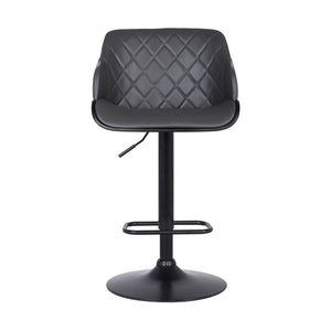 Homeroots 25" Gray And Black Faux Leather And Iron Swivel Low Back Adjustable Height Bar Chair   477151