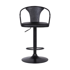 Homeroots 24" Black Iron Swivel Low Back Adjustable Height Bar Chair   477152