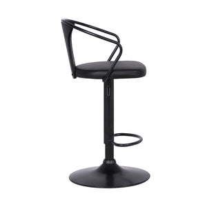 Homeroots 24" Black Iron Swivel Low Back Adjustable Height Bar Chair   477152