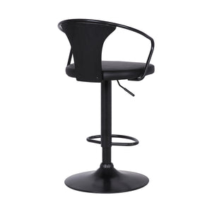 Homeroots 24" Black Iron Swivel Low Back Adjustable Height Bar Chair   477152