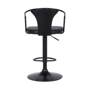 Homeroots 24" Black Iron Swivel Low Back Adjustable Height Bar Chair   477152