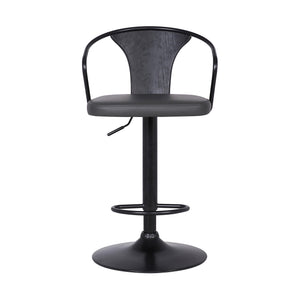 Homeroots 24" Gray And Black Iron Swivel Low Back Adjustable Height Bar Chair   477153