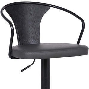 Homeroots 24" Gray And Black Iron Swivel Low Back Adjustable Height Bar Chair   477153