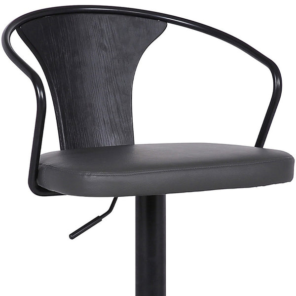 Homeroots 24" Gray And Black Iron Swivel Low Back Adjustable Height Bar Chair   477153