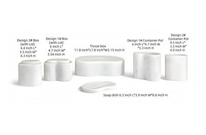 English Elm White Natural Marble Bathroom Accessory Set - 6-Piece Luxury Collection, Handcrafted Elegance, Unique Design W1696P262943-GIGA