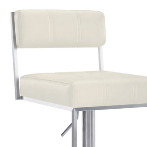 HomeRoots 25" Modern White Faux Leather Swivel Bar Chair with Adjustable Height for Stylish Home Seating 477155