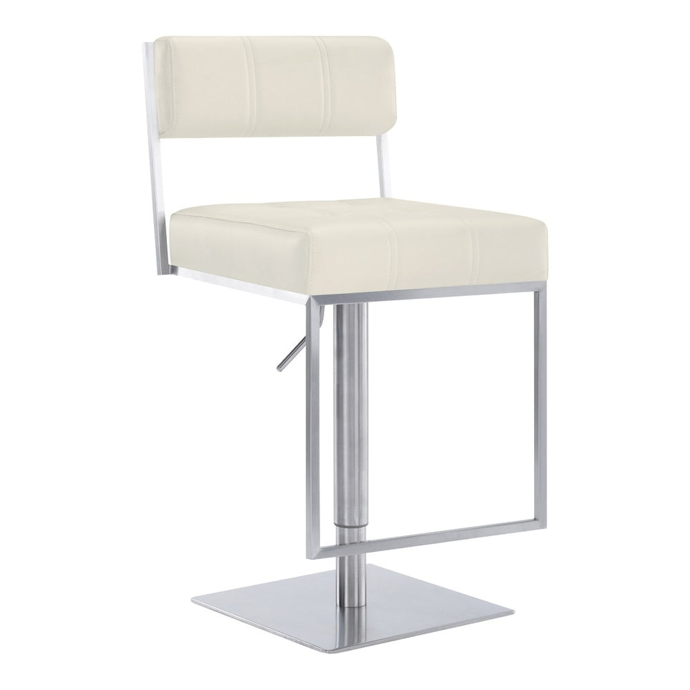 HomeRoots 25" Modern White Faux Leather Swivel Bar Chair with Adjustable Height for Stylish Home Seating 477155