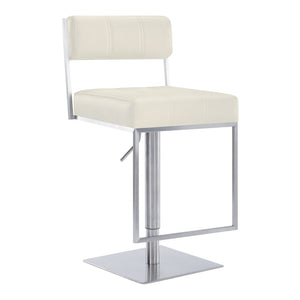 HomeRoots 25" Modern White Faux Leather Swivel Bar Chair with Adjustable Height for Stylish Home Seating 477155