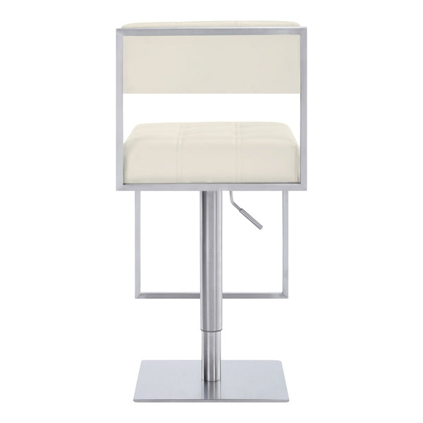 HomeRoots 25" Modern White Faux Leather Swivel Bar Chair with Adjustable Height for Stylish Home Seating 477155