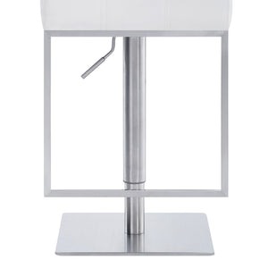 HomeRoots 25" Modern White Faux Leather Swivel Bar Chair with Adjustable Height for Stylish Home Seating 477155