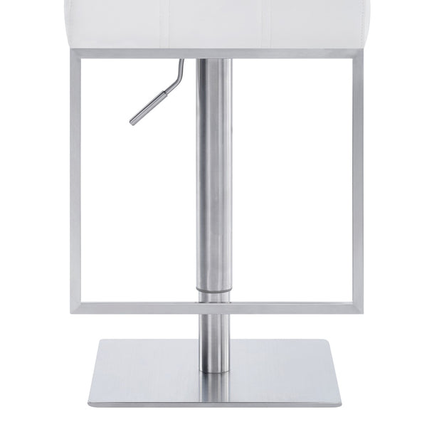 HomeRoots 25" Modern White Faux Leather Swivel Bar Chair with Adjustable Height for Stylish Home Seating 477155
