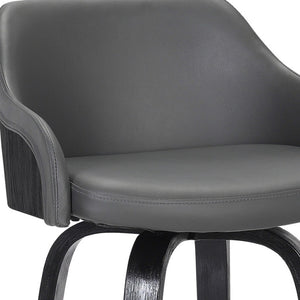 HomeRoots 26" Gray and Black Iron Swivel Counter Height Bar Chair - Mid-Century Modern, Ergonomic Comfort & Style 477158
