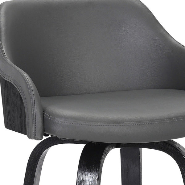 HomeRoots 26" Gray and Black Iron Swivel Counter Height Bar Chair - Mid-Century Modern, Ergonomic Comfort & Style 477158