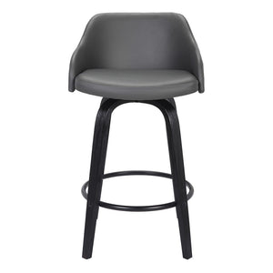 HomeRoots 26" Gray and Black Iron Swivel Counter Height Bar Chair - Mid-Century Modern, Ergonomic Comfort & Style 477158