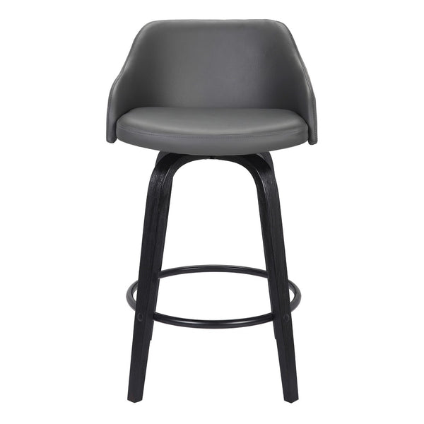 HomeRoots 26" Gray and Black Iron Swivel Counter Height Bar Chair - Mid-Century Modern, Ergonomic Comfort & Style 477158