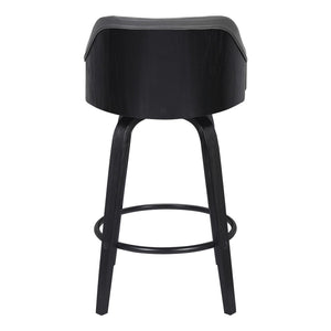 HomeRoots 26" Gray and Black Iron Swivel Counter Height Bar Chair - Mid-Century Modern, Ergonomic Comfort & Style 477158