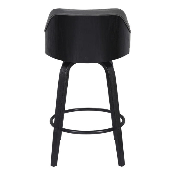 HomeRoots 26" Gray and Black Iron Swivel Counter Height Bar Chair - Mid-Century Modern, Ergonomic Comfort & Style 477158