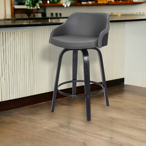 HomeRoots 26" Gray and Black Iron Swivel Counter Height Bar Chair - Mid-Century Modern, Ergonomic Comfort & Style 477158