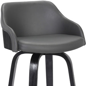 HomeRoots 26" Gray and Black Iron Swivel Counter Height Bar Chair - Mid-Century Modern, Ergonomic Comfort & Style 477158