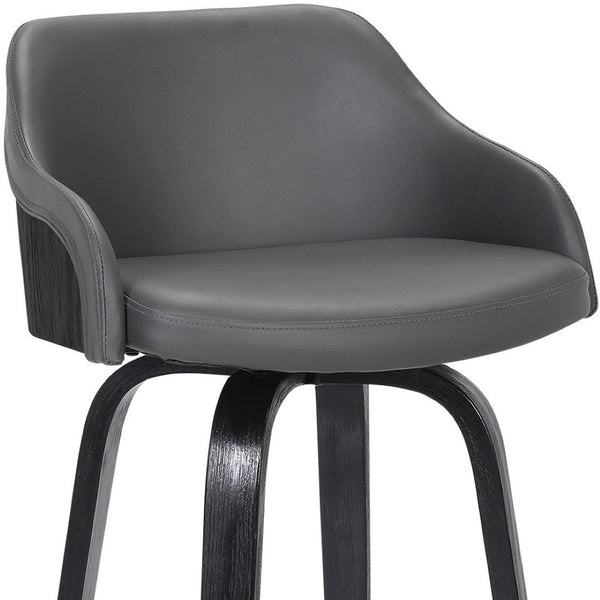 HomeRoots 26" Gray and Black Iron Swivel Counter Height Bar Chair - Mid-Century Modern, Ergonomic Comfort & Style 477158