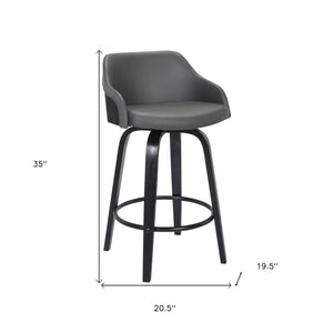 HomeRoots 26" Gray and Black Iron Swivel Counter Height Bar Chair - Mid-Century Modern, Ergonomic Comfort & Style 477158