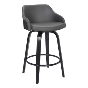 HomeRoots 26" Gray and Black Iron Swivel Counter Height Bar Chair - Mid-Century Modern, Ergonomic Comfort & Style 477158