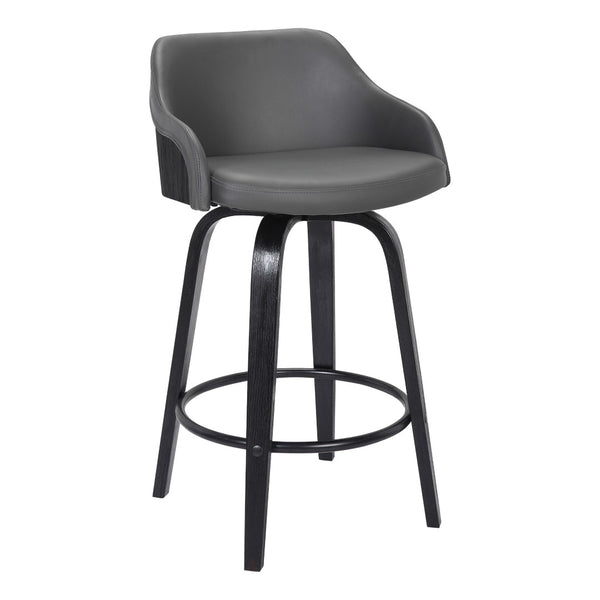 HomeRoots 26" Gray and Black Iron Swivel Counter Height Bar Chair - Mid-Century Modern, Ergonomic Comfort & Style 477158
