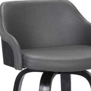 Homeroots 30" Gray And Black Iron Swivel Low Back Bar Height Bar Chair   477159
