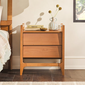 English Elm Walker Edison - Scandi Caramel Solid Pine Nightstand with Angled Drawer Fronts, Minimalist Modern Design, Sustainable Wood B185P168966