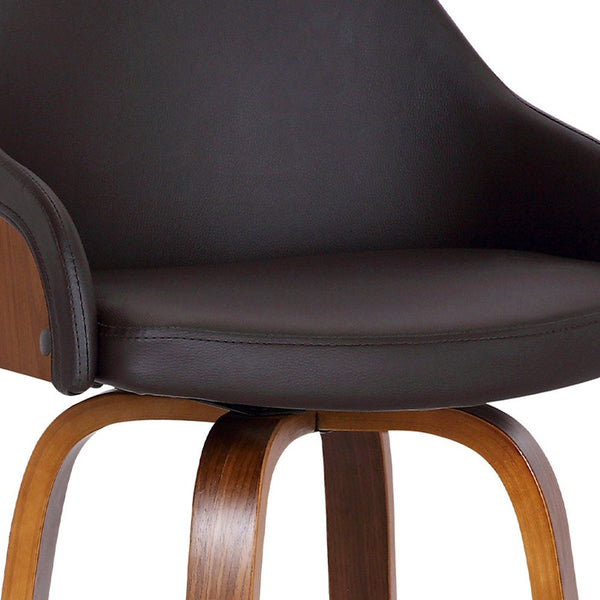 Homeroots 30" Brown Iron Swivel Low Back Bar Height Bar Chair   477161