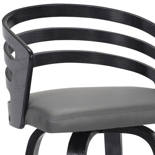 Homeroots 30" Gray And Black Iron Swivel Low Back Bar Height Bar Chair   477163