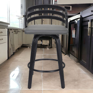 Homeroots 30" Gray And Black Iron Swivel Low Back Bar Height Bar Chair   477163